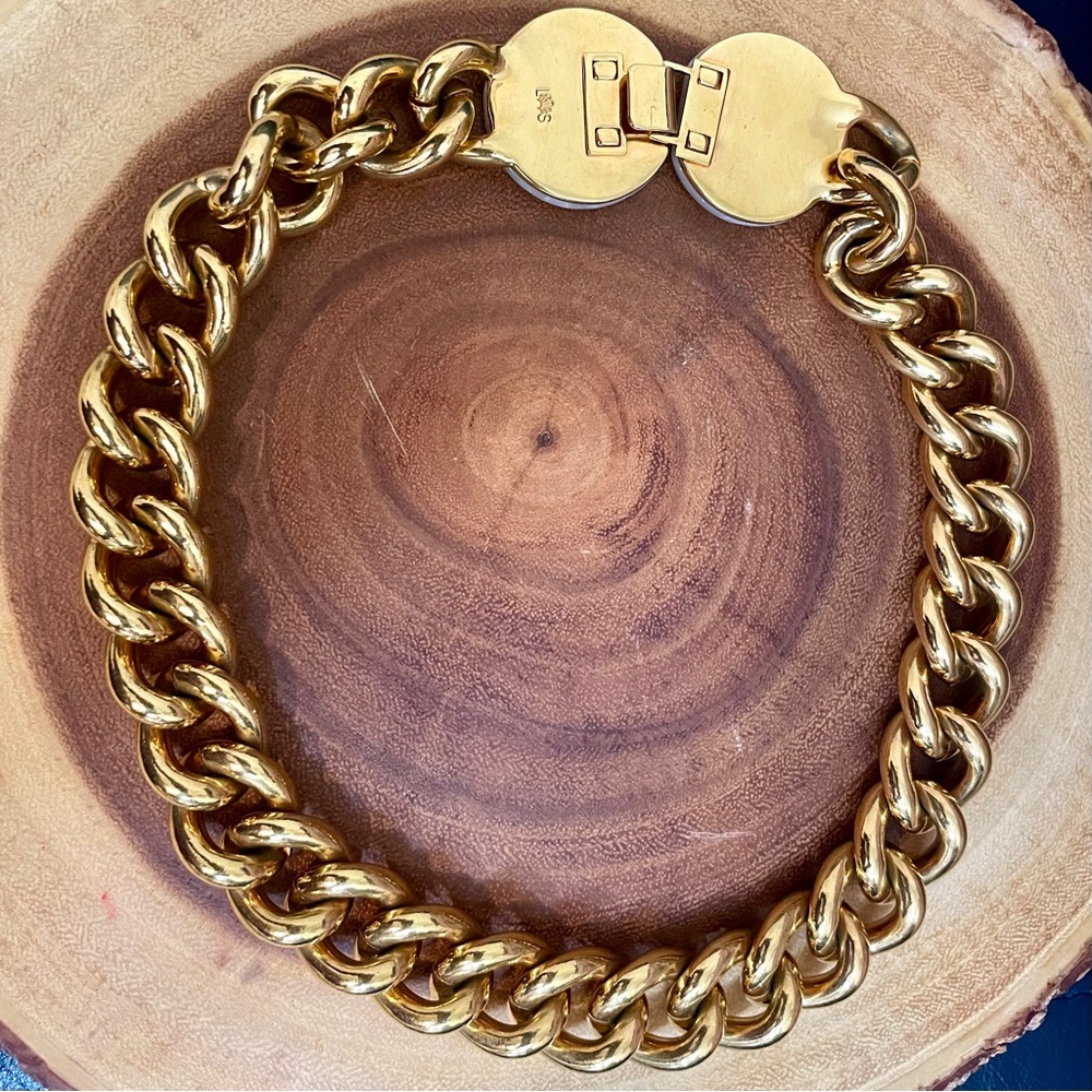 Lele Sadoughi 14K Gold Plated Curb Chain Necklace Collar Choker Cuban Chain EUC - Picture 14 of 16
